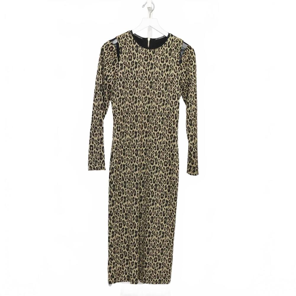 NEW LE SUPERBE women's kate dress in leopard gold knit